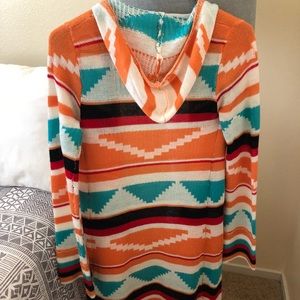 Long tribal print sweater